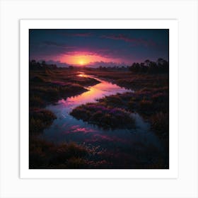Sunset In The Marsh 3 Art Print