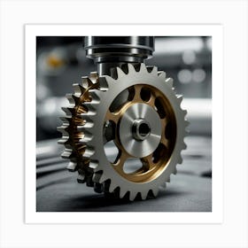 Cnc Machine With Gears Art Print