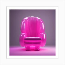 Furniture Design, Tall Armchair, Inflatable, Fluorescent Viva Magenta Inside, Transparent, Concept P (2) Art Print