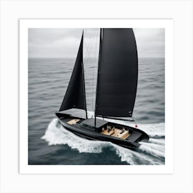 Black Sailboat Art Print