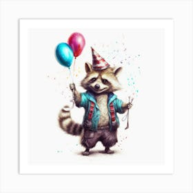 Birthday Raccoon 2 Art Print