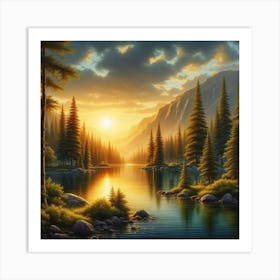 Sunset Over The Lake 25 Art Print