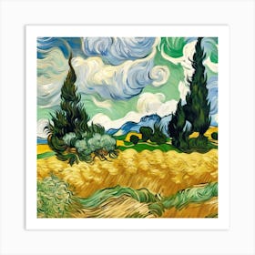 A Wheatfield With Cypresses, Vincent van Gogh 12 Art Print