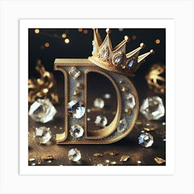 Letter D filled with diamonds Art Print