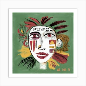 Folk Abstract Face Illustration (4) Art Print