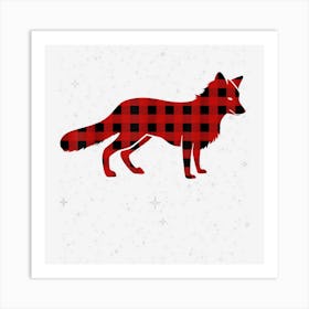 Red Plaid Fox Christmas Matching Buffalo Family Pajama Art Print