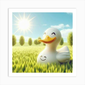 Duck In The Grass Art Print