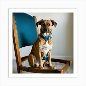 A Photo Of A Dog Sitting On A Chair Art Print