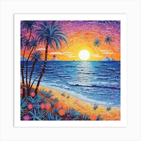 Sunset At The Beach 12 Art Print