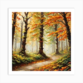 Forest In Autumn In Minimalist Style Square Composition 10 Art Print