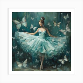 Ballet Dancer With Butterflies Art Print