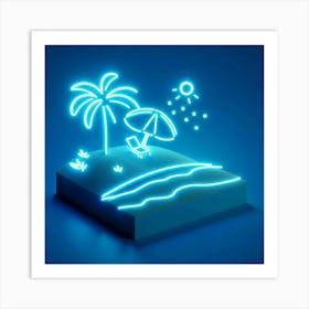 Neon Palm Tree Art Print