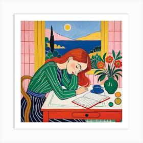 Girl Reading Art Print