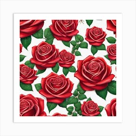 Red Roses Seamless Pattern 5 Art Print