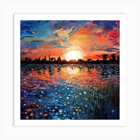 Sunset Over Water 1 Art Print