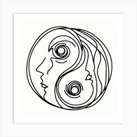 Yin and Yang Picasso style Art Print