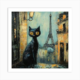 Black Cat In Paris 9 Art Print