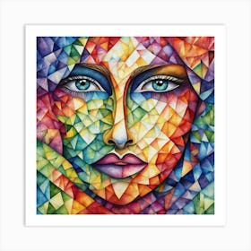 Geometric Face Of A Woman Art Print