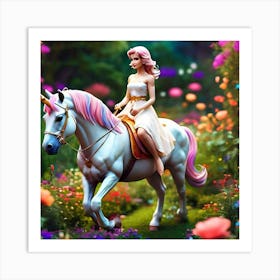 Barbie And Unicorn Art Print