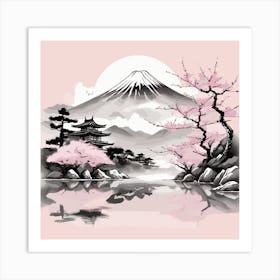 Albedobase Xl T Shirt Design Japanese Style Mountain In Front 1 (1) Art Print