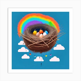 Rainbow In The Nest Art Print