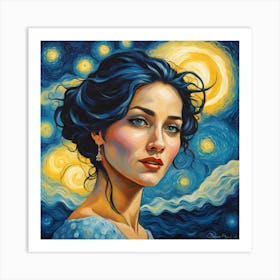 beauty and Starry Night Art Print