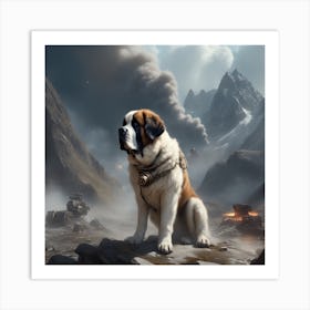 St Bernard Dog In Mountain Sharp Focus Emitting Diodes Smoke Artillery Sparks Racks System U (3) Art Print