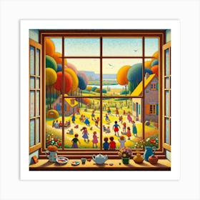 Children At The Window Art Print