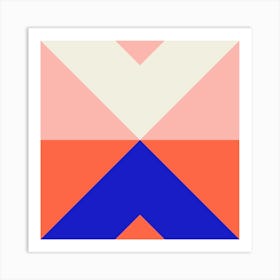 Split X Pink And Blue Square Art Print