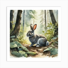 Rabbit In The Woods 70 Art Print