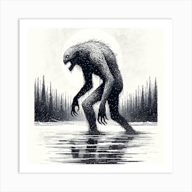 Monster In The Water Art Print