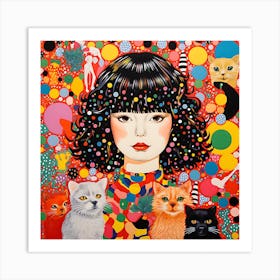 Cats and Colors Yayoi Kusama Inspired Print Design Art Print