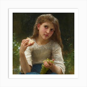 Girl Eating Grapes Art Print