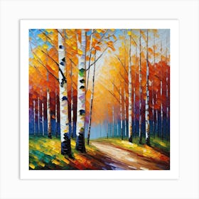 Birch Trees In Autumn 14 Art Print