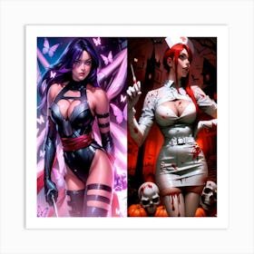 Two Female Comic Book Characters Art Print