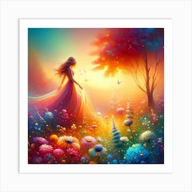 Beautiful Girl In The Meadow Art Print