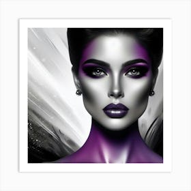 Black And Purple Makeup Art Print