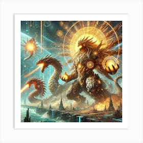 A Sci Fi Depiction Of Massive Kaiju Harnessing Nat Art Print