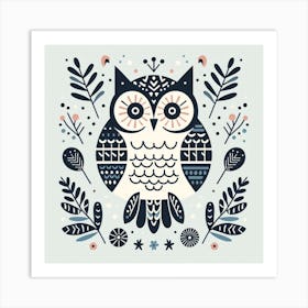 Scandinavian style, Owl Art Print