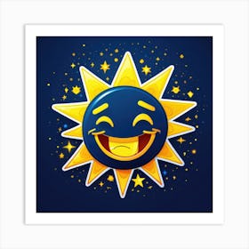 Lovely smiling sun on a blue gradient background 24 Art Print