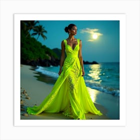 Beautiful Woman On The Beach 1 Art Print