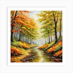 Forest In Autumn In Minimalist Style Square Composition 100 Art Print