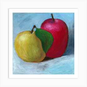 Two Apples - Anton Maliar painting square still life food red yellow hand painted kitchen Art Print