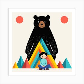 Bear And Girl Art Print