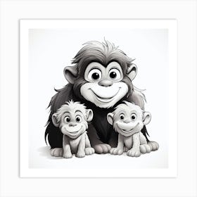 Family Of Gorillas Art Print