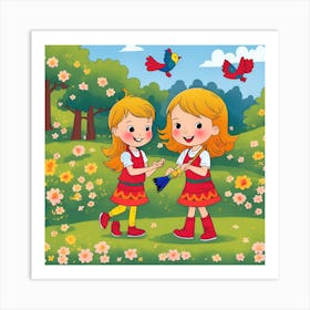 Default Forest Village Background Little Blond Girl With Smal 3 E589e167 Dc14 4547 B711 Ae0cd102806f 1 Art Print