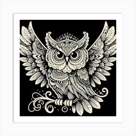 Illustration lace owl Art Print