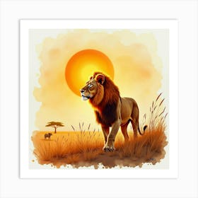 Lion In The Grass Art Print