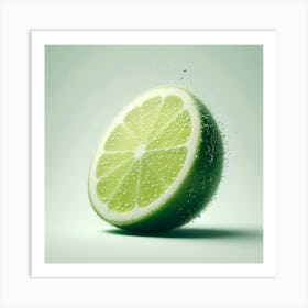 Water Splashing On A Lime Art Print