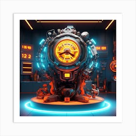 Robot Clock Art Print